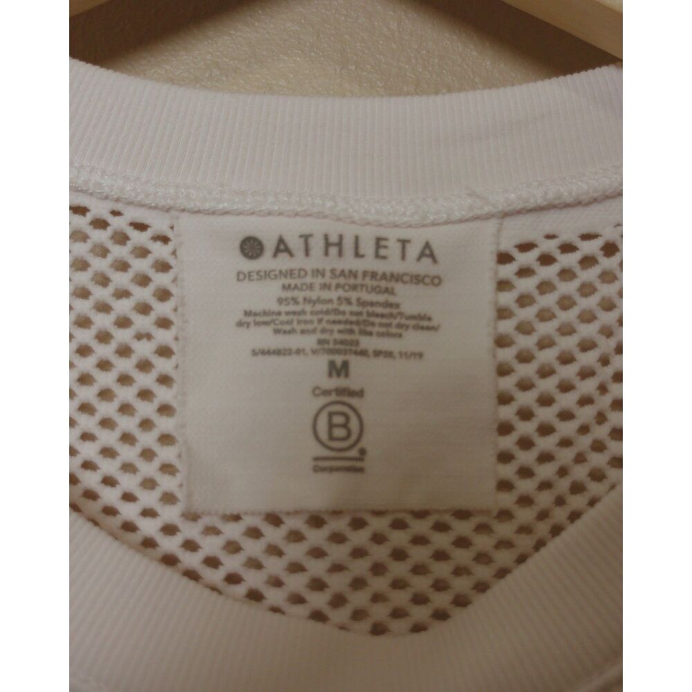 Athleta White Mesh Ribbed Seamless Tank Top Medium Yoga Gym Activewear - Picture 4 of 7